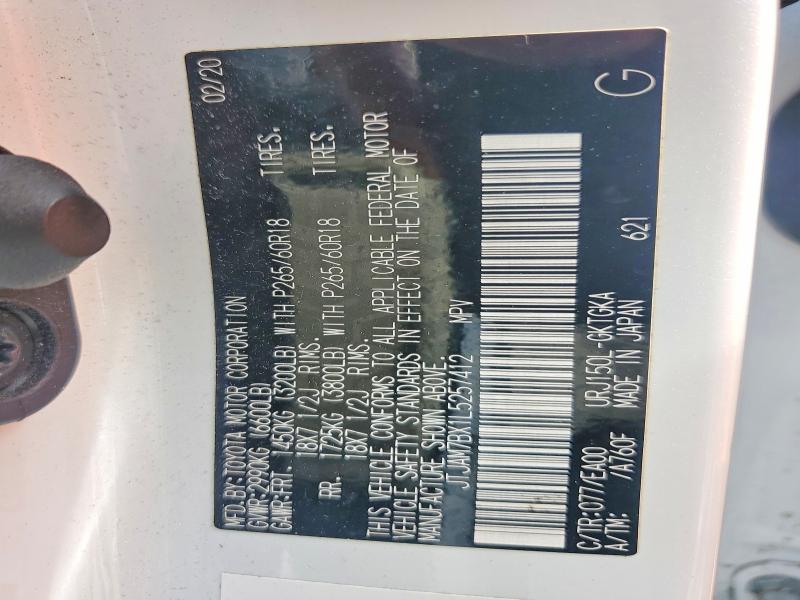 59845206 :رقم المزاد ، JTJAM7BX1L5257412 vin ، 2020 Lexus Gx مزاد بيع