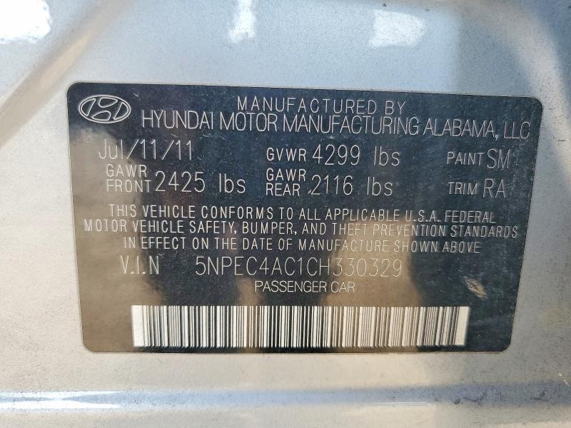 Продажа на аукционе авто 2012 Hyundai Sonata, vin: 5NPEC4AC1CH330329, номер лота: 59324426