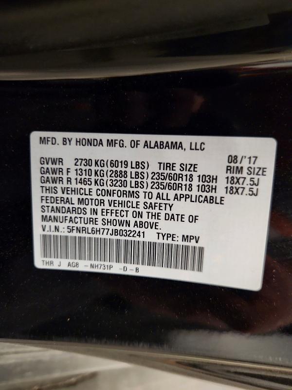 Продажа на аукционе авто 2018 Honda Odyssey, vin: 5FNRL6H77JB032241, номер лота: 60946006
