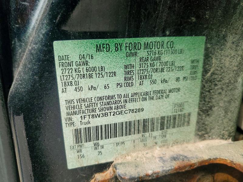 Продажа на аукционе авто 2016 Ford F350, vin: 1FT8W3BT2GEC78289, номер лота: 60957396