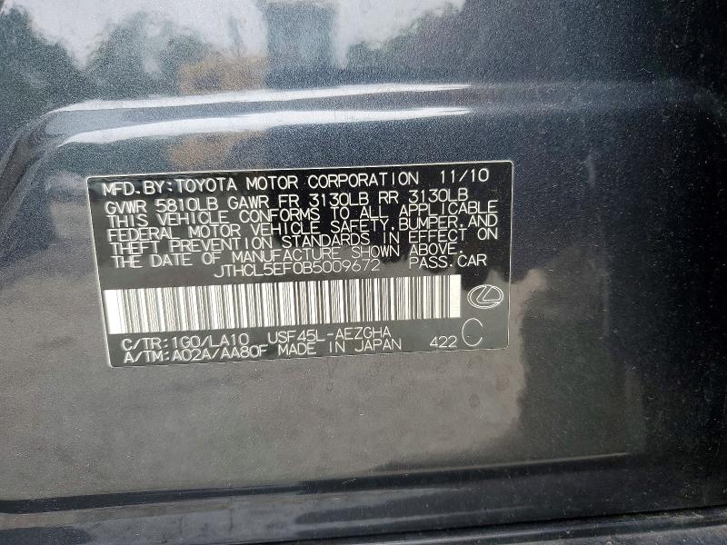 59834146 :رقم المزاد ، JTHCL5EF0B5009672 vin ، 2011 Lexus Ls مزاد بيع