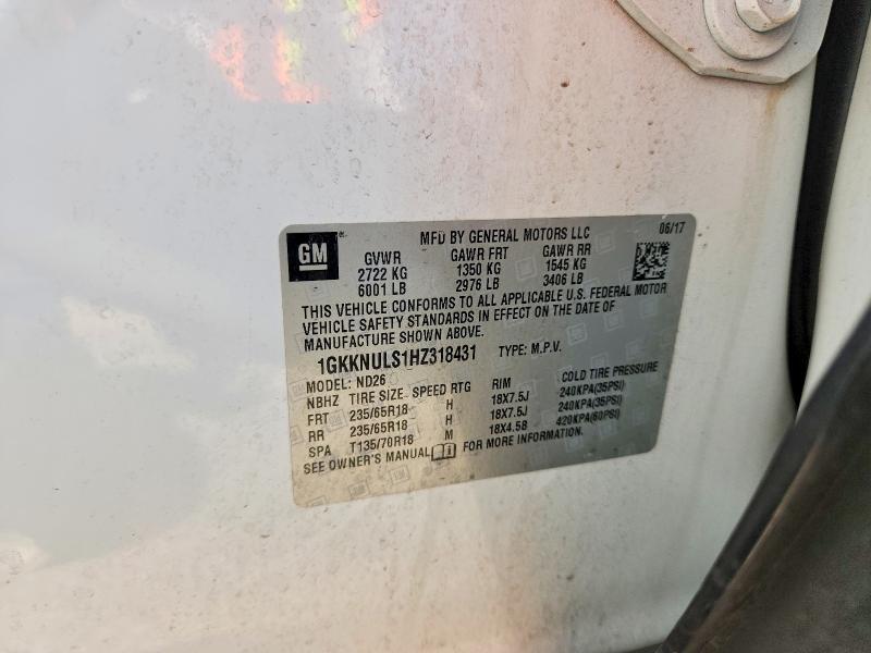 Продажа на аукционе авто 2017 Gmc Acadia, vin: 1GKKNULS1HZ318431, номер лота: 62775386