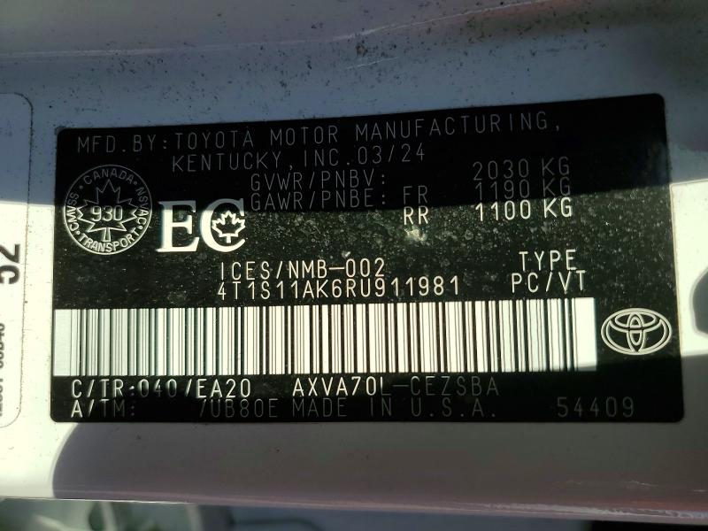 Aukcja sprzedaży 2024 Toyota Camry, vin: 4T1S11AK6RU911981, numer aukcji: 60125166