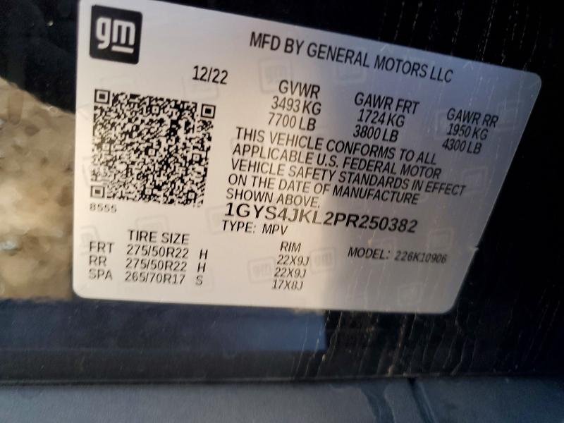 59855306 :رقم المزاد ، 1GYS4JKL2PR250382 vin ، 2023 Cadillac Escalade مزاد بيع