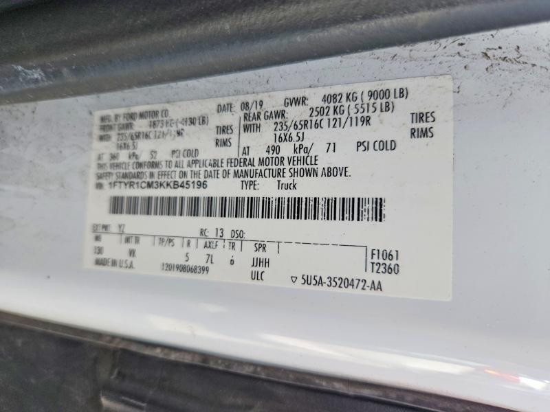 Продажа на аукционе авто 2019 Ford Transit, vin: 1FTYR1CM3KKB45196, номер лота: 62537396