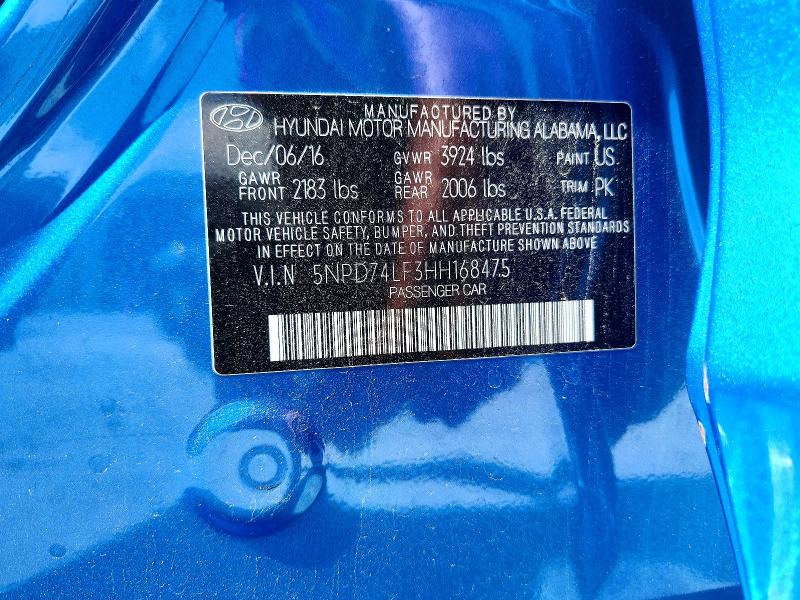 Продажа на аукционе авто 2017 Hyundai Elantra, vin: 5NPD74LF3HH168475, номер лота: 61158756