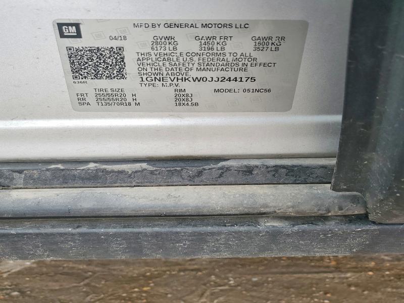 62514096 :رقم المزاد ، 1GNEVHKW0JJ244175 vin ، 2018 Chevrolet Traverse مزاد بيع