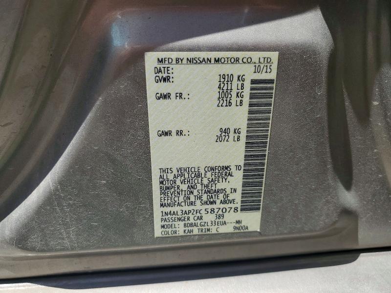 Aukcja sprzedaży 2015 Nissan Altima, vin: 1N4AL3AP2FC587078, numer aukcji: 59793706