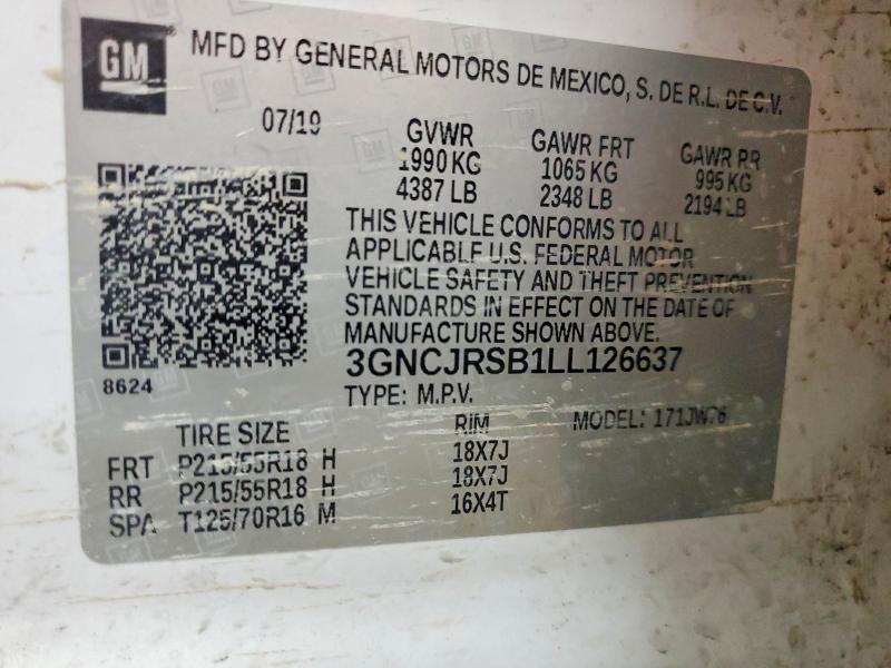 Продажа на аукционе авто 2020 Chevrolet Trax, vin: 3GNCJRSB1LL126637, номер лота: 61116196