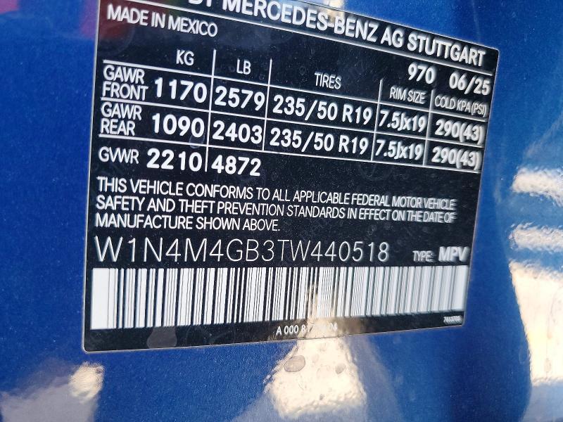 61055486 :رقم المزاد ، W1N4M4GB3TW440518 vin ، 2026 Mercedes-benz Glb مزاد بيع
