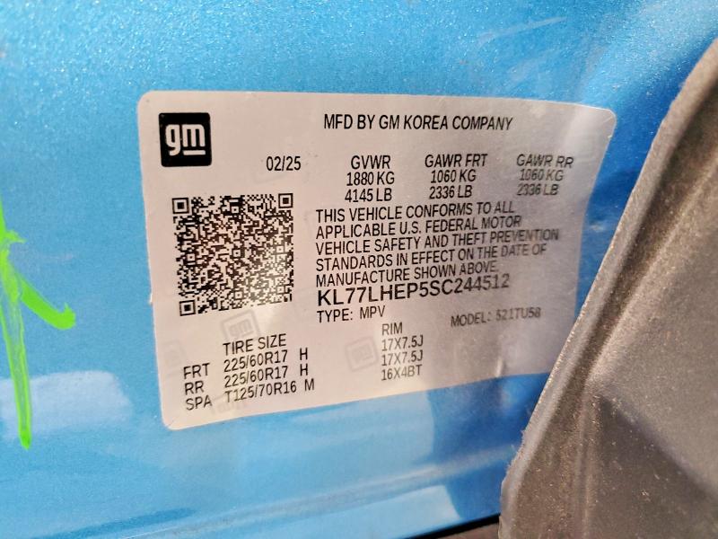 Aukcja sprzedaży 2025 Chevrolet Trax, vin: KL77LHEP5SC244512, numer aukcji: 60860906