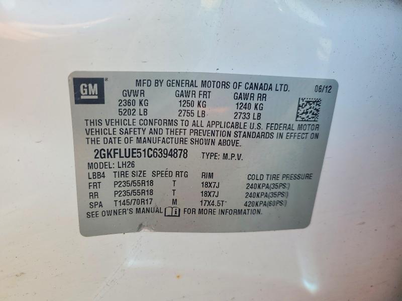59718616 :رقم المزاد ، 2GKFLUE51C6394878 vin ، 2012 Gmc Terrain مزاد بيع