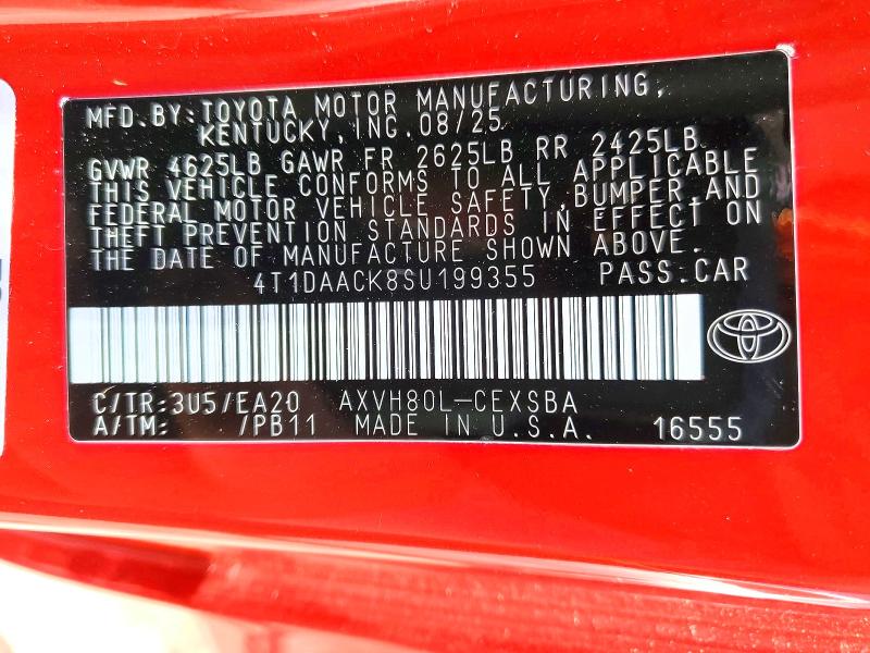 Продажа на аукционе авто 2025 Toyota Camry, vin: 4T1DAACK8SU199355, номер лота: 59714176