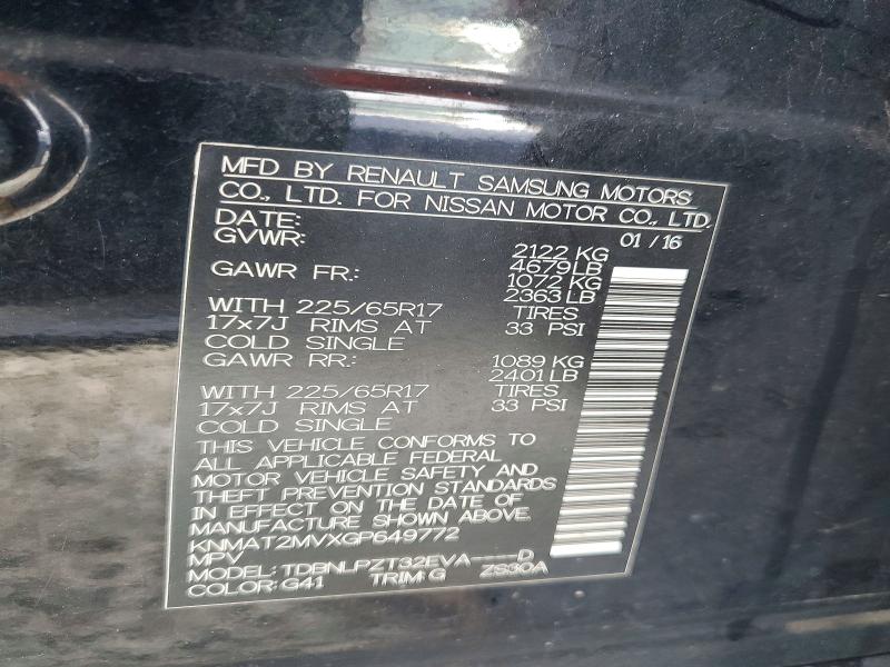 Продаж на аукціоні авто 2016 Nissan Rogue, vin: KNMAT2MVXGP649772, номер лоту: 63364316