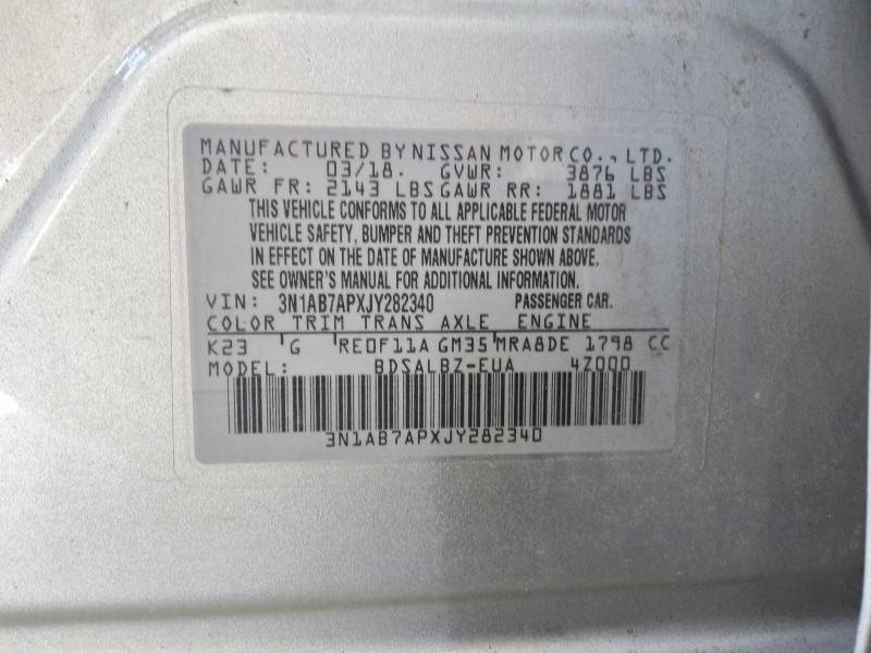 Продажа на аукционе авто 2018 Nissan Sentra, vin: 3N1AB7APXJY282340, номер лота: 60881596