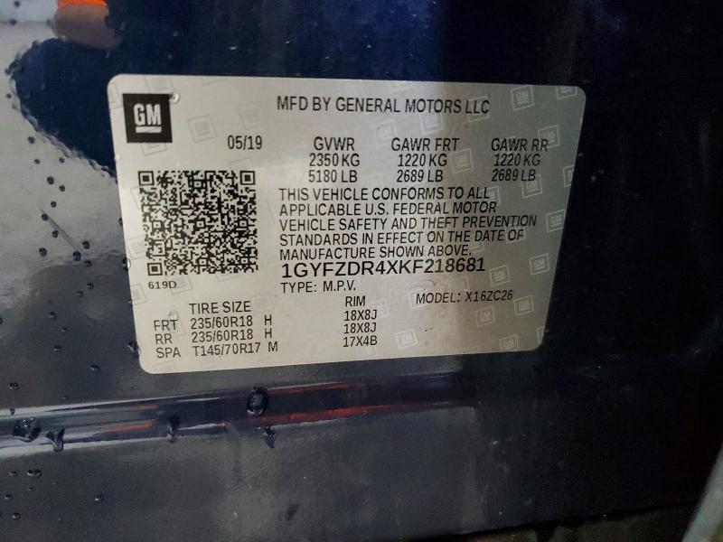62925846 :رقم المزاد ، 1GYFZDR4XKF218681 vin ، 2019 Cadillac Xt4 مزاد بيع
