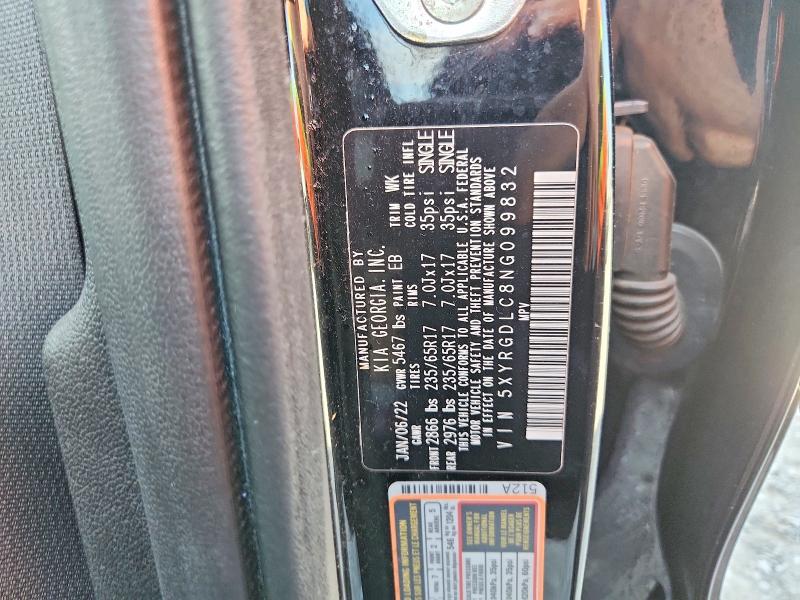 Продажа на аукционе авто 2022 Kia Sorento, vin: 5XYRGDLC8NG099832, номер лота: 59538106