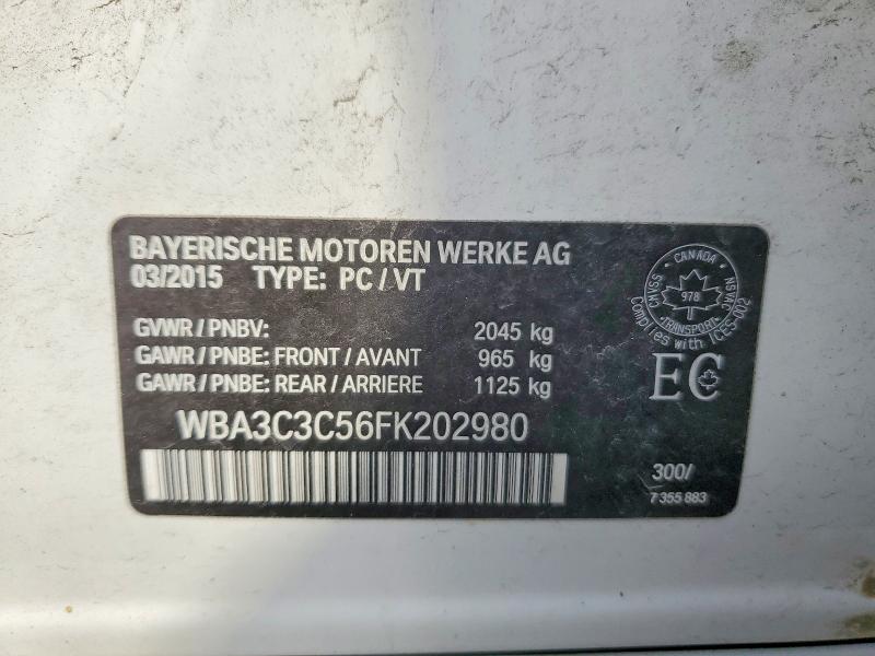 Продаж на аукціоні авто 2015 Bmw 320, vin: WBA3C3C56FK202980, номер лоту: 62478546
