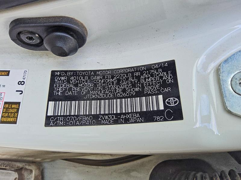 2014 Toyota Prius მანქანა იყიდება აუქციონზე, vin: JTDKN3DU0E1826079, აუქციონის ნომერი: 61411376