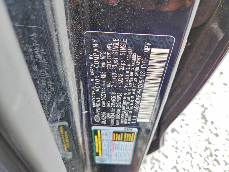 Aukcja sprzedaży 2017 Hyundai Santa Fe, vin: KM8SMDHF9HU209413, numer aukcji: 62626556