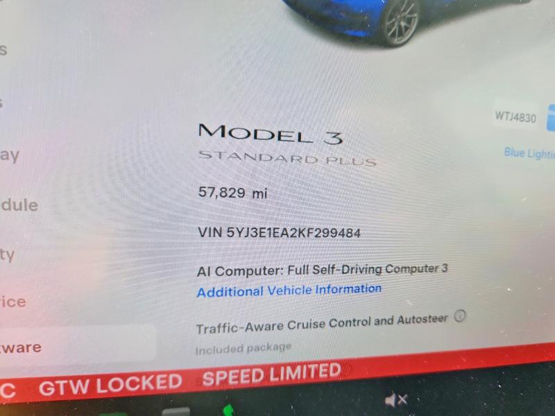 55505006 :رقم المزاد ، 5YJ3E1EA2KF299484 vin ، 2019 Tesla Model 3 مزاد بيع