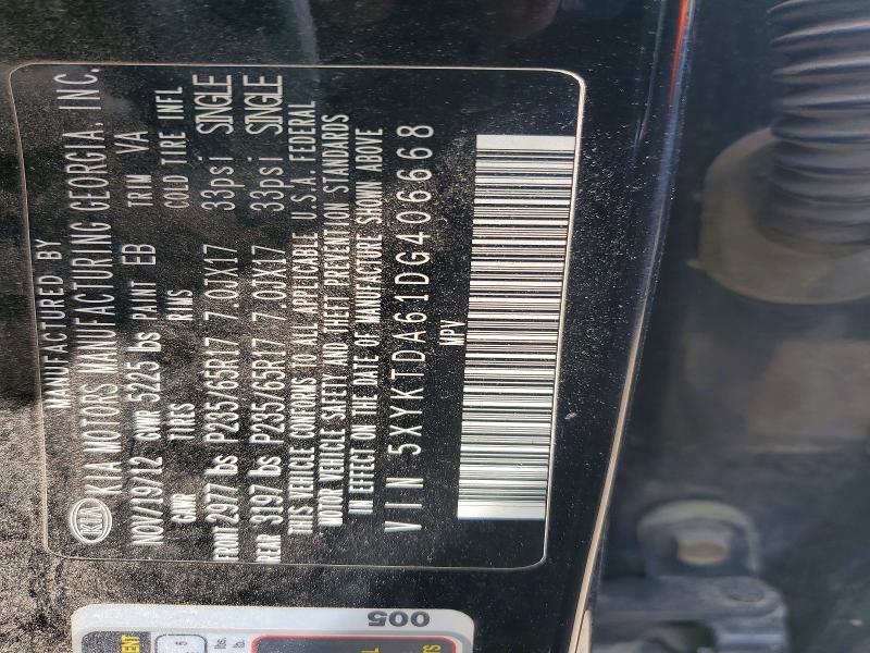 Aukcja sprzedaży 2013 Kia Sorento, vin: 5XYKTDA61DG406668, numer aukcji: 62224986