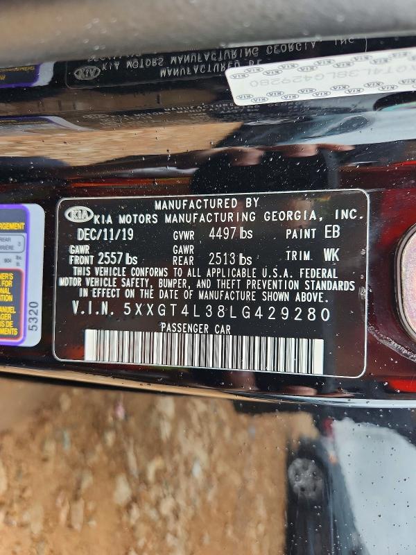 2020 Kia Optima მანქანა იყიდება აუქციონზე, vin: 5XXGT4L38LG429280, აუქციონის ნომერი: 60794196