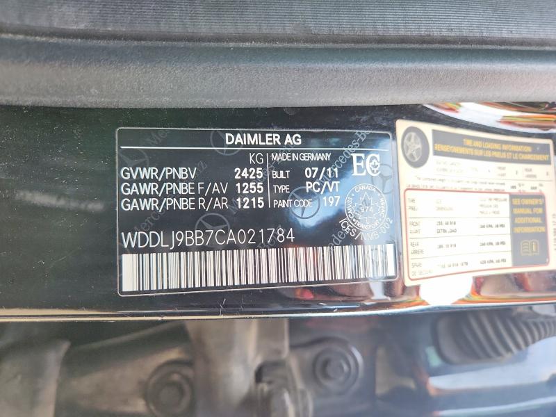 Aukcja sprzedaży 2012 Mercedes-benz Cls, vin: WDDLJ9BB7CA021784, numer aukcji: 61026096