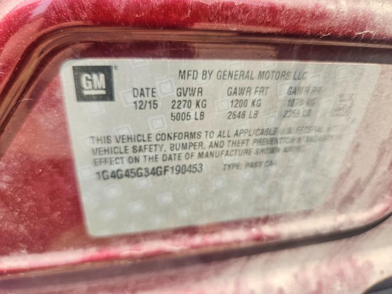 59718776 :رقم المزاد ، 1G4G45G34GF190453 vin ، 2016 Buick Lacrosse مزاد بيع