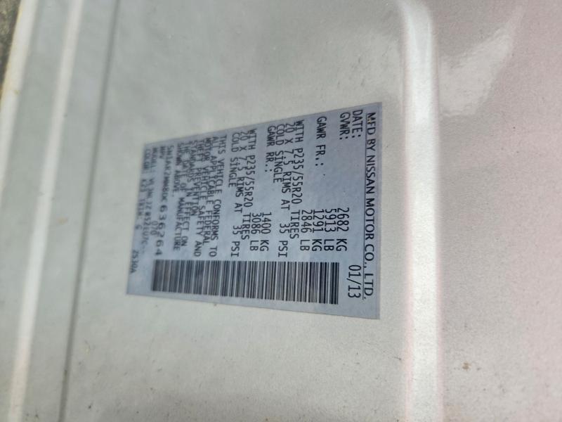 2013 Nissan Pathfinder მანქანა იყიდება აუქციონზე, vin: 5N1AR2MM8DC636264, აუქციონის ნომერი: 63256156