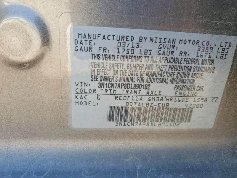 Продаж на аукціоні авто 2013 Nissan Versa, vin: 3N1CN7AP8DL890102, номер лоту: 60944696