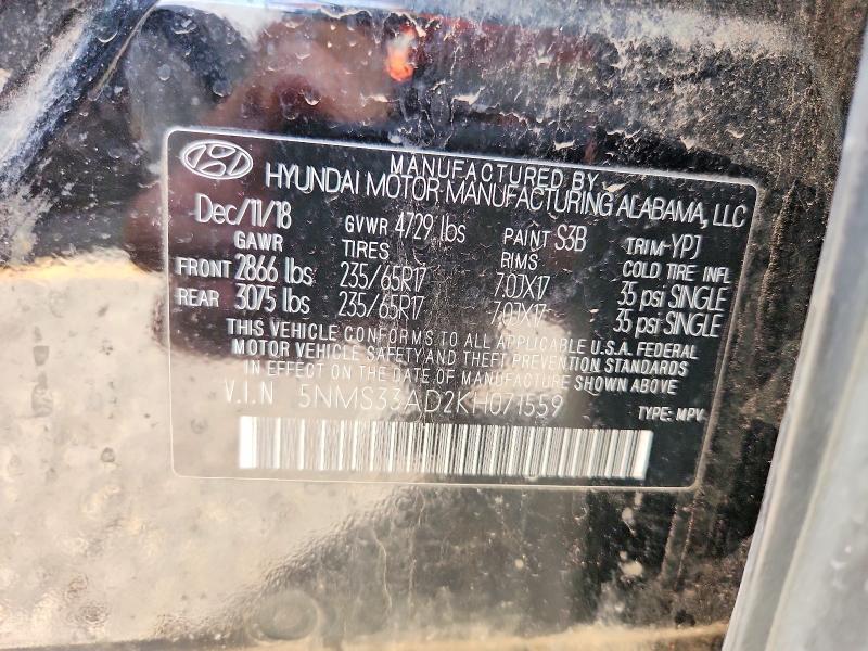 Продажа на аукционе авто 2019 Hyundai Santa Fe, vin: 5NMS33AD2KH071559, номер лота: 85450475