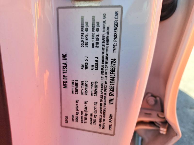 Aukcja sprzedaży 2020 Tesla Model 3, vin: 5YJ3E1EA4LF658724, numer aukcji: 61505616