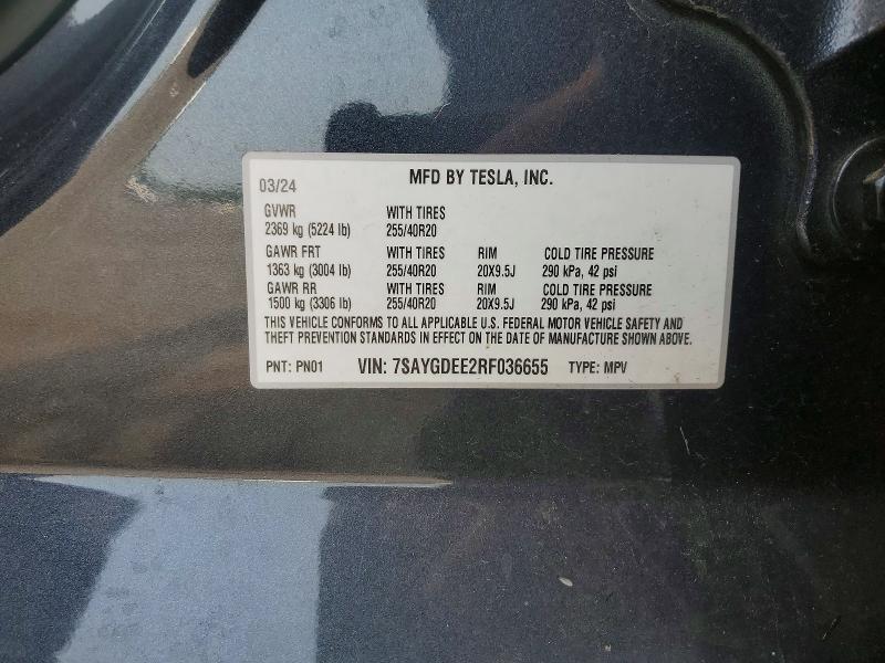 Auction sale of the 2024 Tesla Model Y, vin: 7SAYGDEE2RF036655, lot number: 62812966