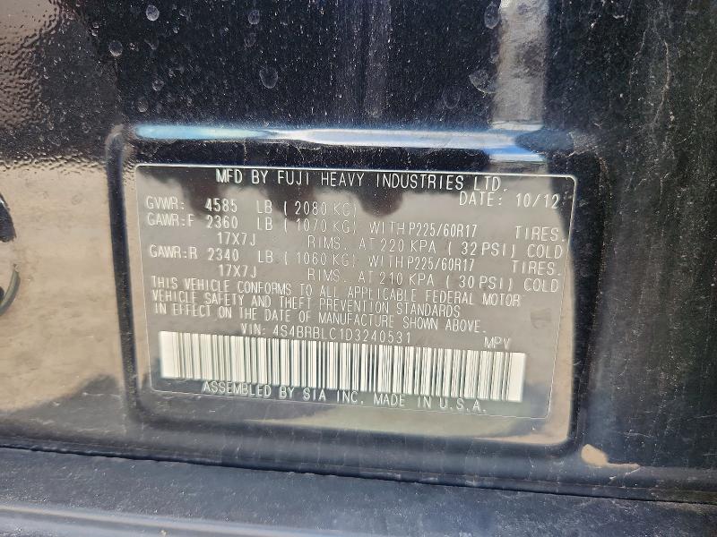Aukcja sprzedaży 2013 Subaru Outback, vin: 4S4BRBLC1D3240531, numer aukcji: 63344676