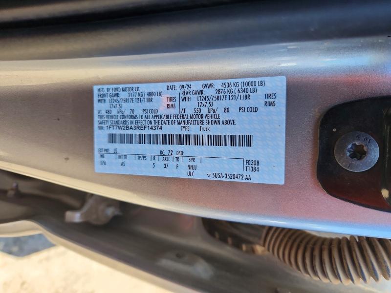 2024 Ford F250 მანქანა იყიდება აუქციონზე, vin: 1FT7W2BA3REF14374, აუქციონის ნომერი: 61304506