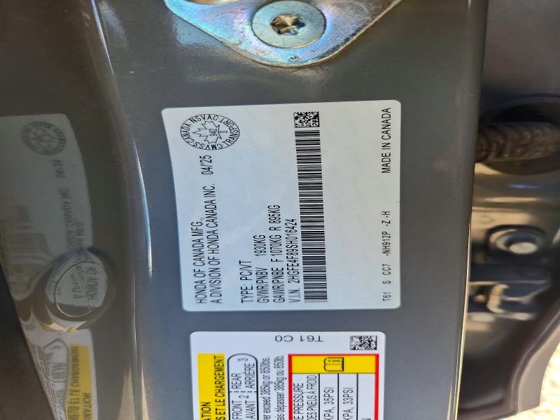 2025 Honda Civic მანქანა იყიდება აუქციონზე, vin: 2HGFE4F89SH016424, აუქციონის ნომერი: 61987766