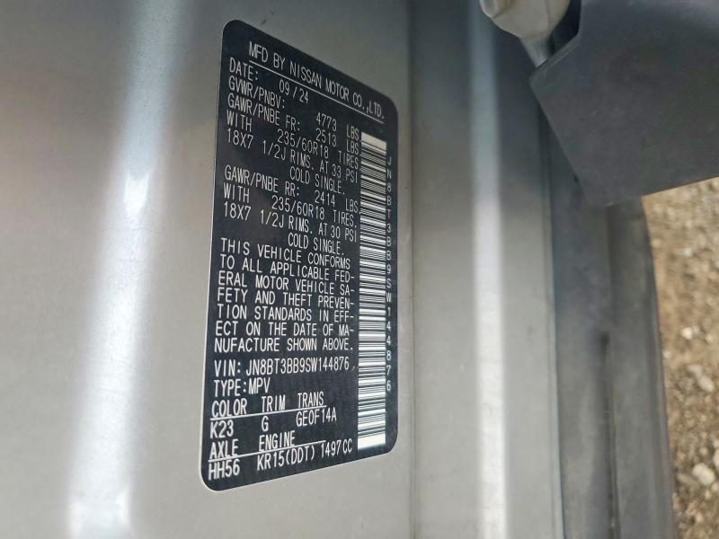 2025 Nissan Rogue მანქანა იყიდება აუქციონზე, vin: JN8BT3BB9SW144876, აუქციონის ნომერი: 62807746