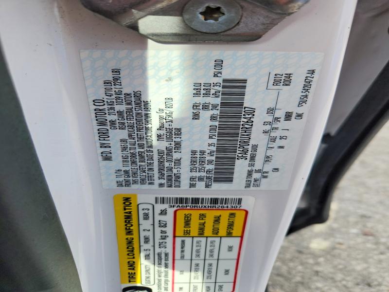 Продаж на аукціоні авто 2017 Ford Fusion, vin: 3FA6P0RUXHR264307, номер лоту: 62781216