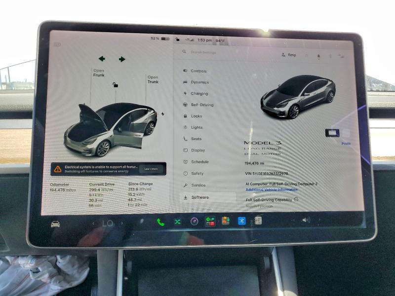 2019 Tesla Model 3 მანქანა იყიდება აუქციონზე, vin: 5YJ3E1EB7KF512678, აუქციონის ნომერი: 62910306