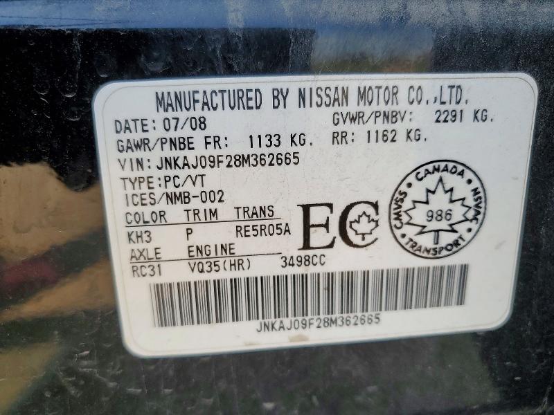 Продаж на аукціоні авто 2008 Infiniti Ex35, vin: JNKAJ09F28M362665, номер лоту: 63529476