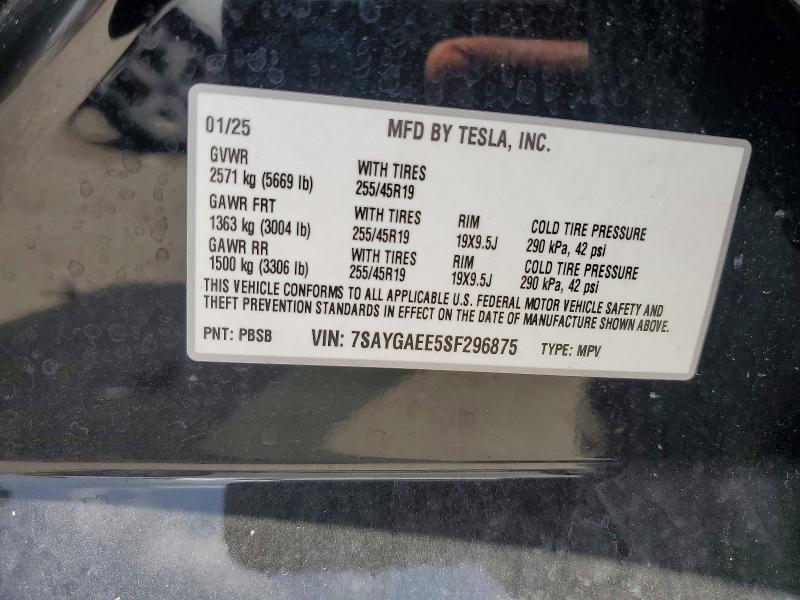 Продаж на аукціоні авто 2025 Tesla Model Y, vin: 7SAYGAEE5SF296875, номер лоту: 60563436