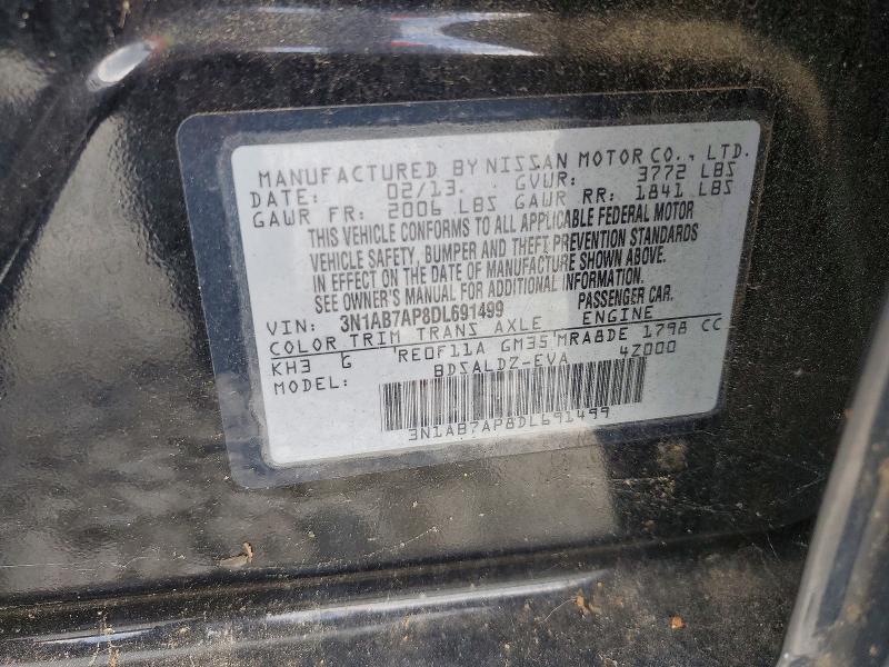 2013 Nissan Sentra მანქანა იყიდება აუქციონზე, vin: 3N1AB7AP8DL691499, აუქციონის ნომერი: 85986215