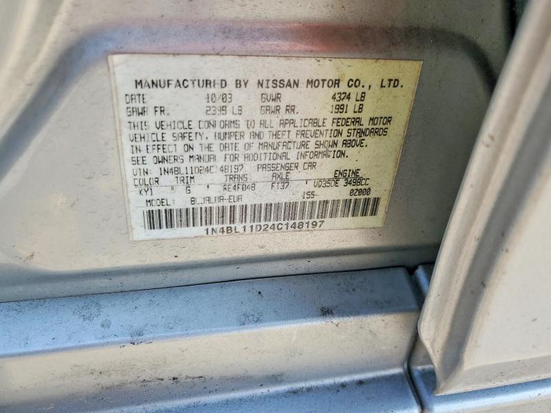 Продажа на аукционе авто 2004 Nissan Altima, vin: 1N4BL11D24C148197, номер лота: 62784416