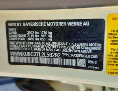 Продаж на аукціоні авто 2020 Mini Cooper, vin: WMWXU9C07L2L56292, номер лоту: 62843436