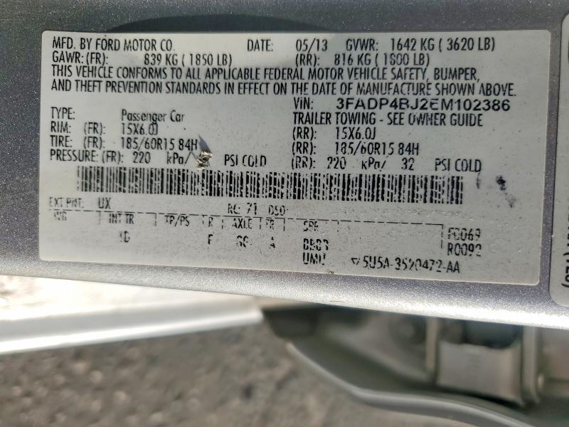 Продажа на аукционе авто 2014 Ford Fiesta, vin: 3FADP4BJ2EM102386, номер лота: 61540046