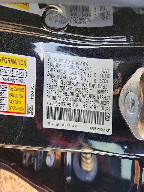 Продажа на аукционе авто 2023 Honda Civic, vin: 2HGFE1F96PH311687, номер лота: 62983286