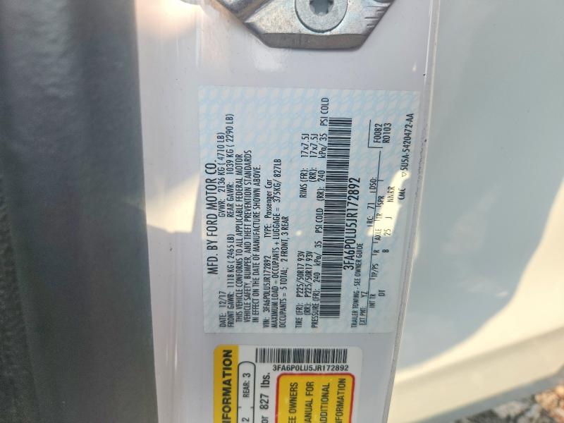 Aukcja sprzedaży 2018 Ford Fusion, vin: 3FA6P0LU5JR172892, numer aukcji: 61387016
