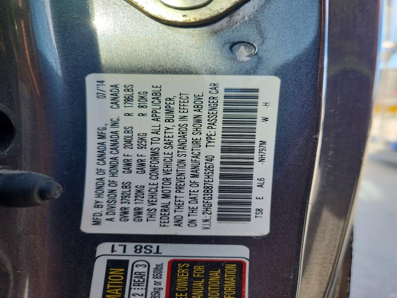 Продаж на аукціоні авто 2014 Honda Civic Sedan, vin: 2HGFG3B87EH526740, номер лоту: 60852846