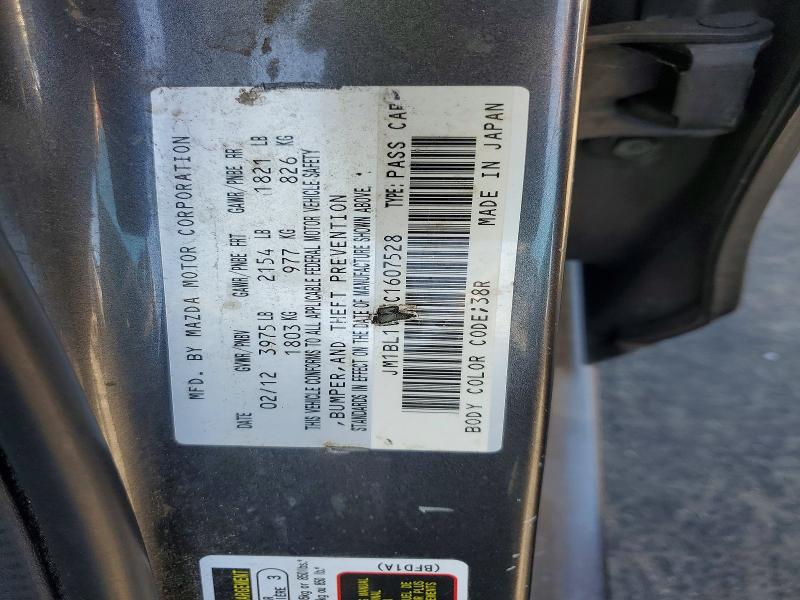 Aukcja sprzedaży 2012 Mazda 3, vin: JM1BL1V83C1607528, numer aukcji: 61401676